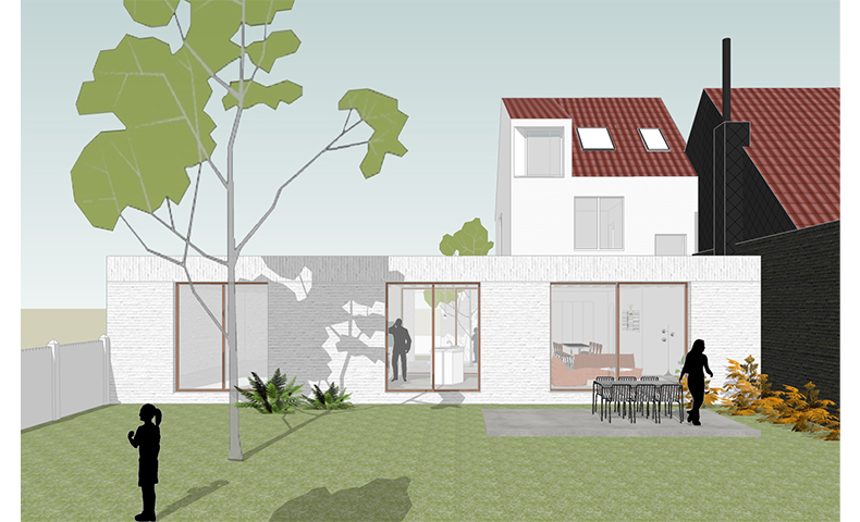 atelier4cinquieme, atelier 4/5, atelier 4 cinquième, architecture, rénovation, bruxelles, maison unifamiliale, Melle, architecte, patio, briques, béton, architecte